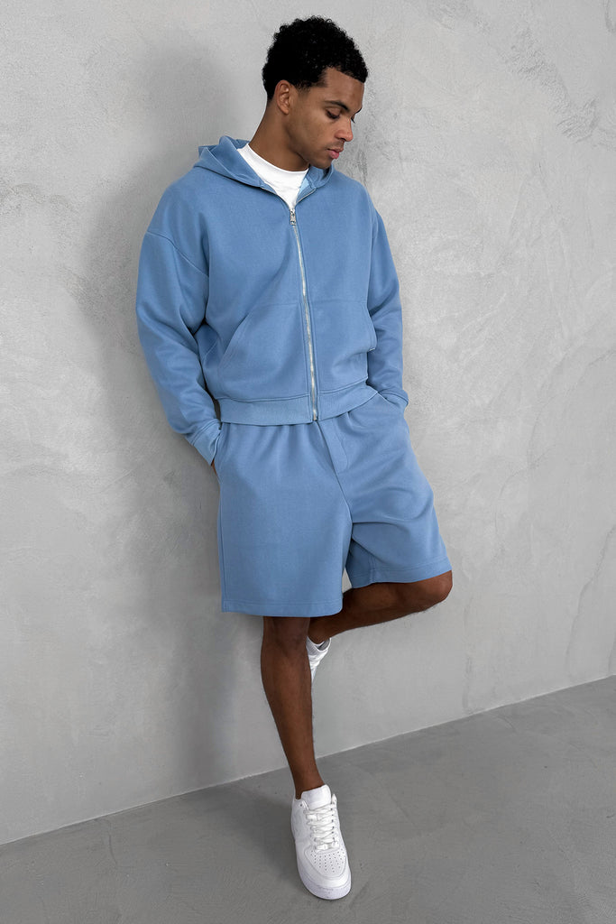 Boxy Sweat Hoody - Pastel Blue