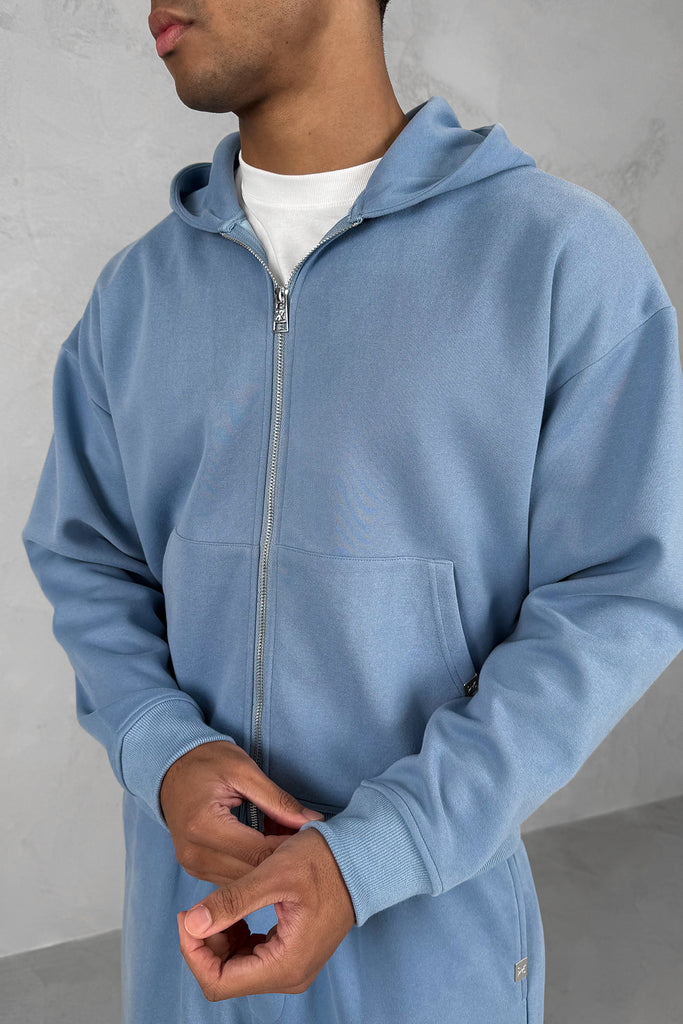Boxy Sweat Hoody - Pastel Blue