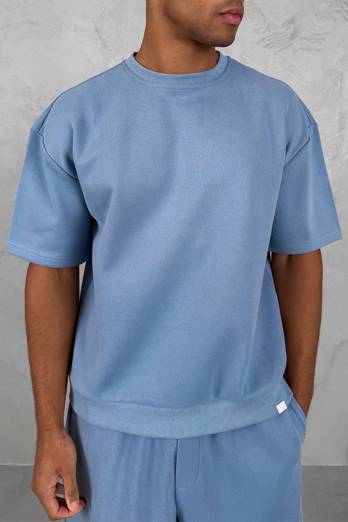 Boxy Sweat T-Shirt - Pastel Blue