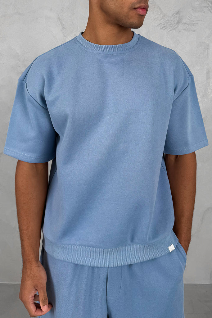Boxy Sweat T-Shirt - Pastel Blue