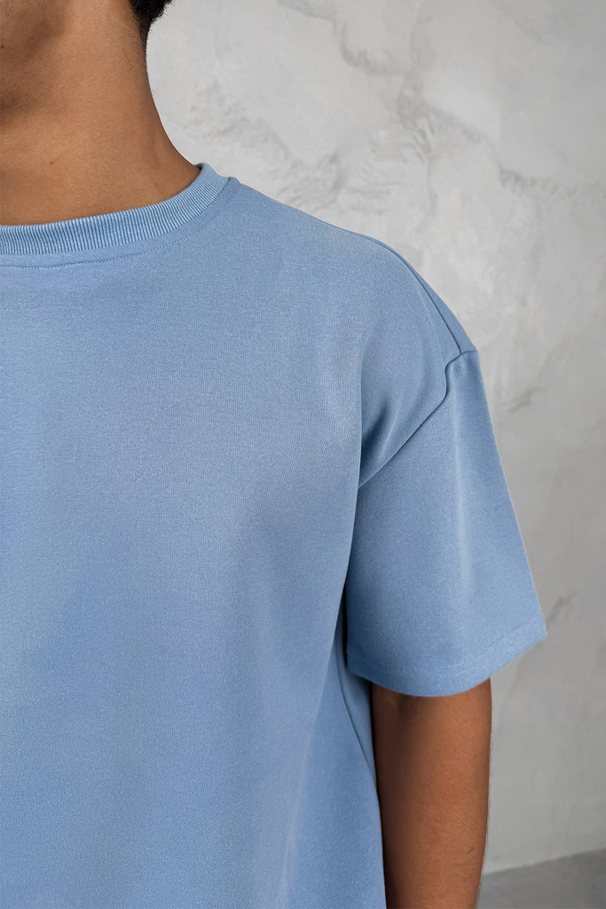 Boxy Sweat T-Shirt - Pastel Blue