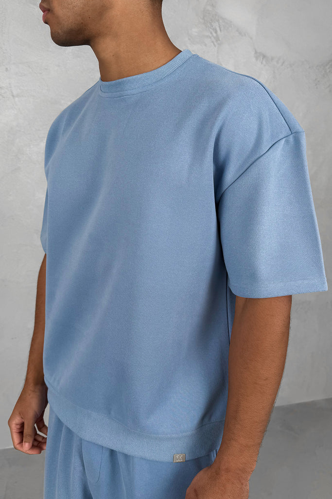 Boxy Sweat T-Shirt - Pastel Blue
