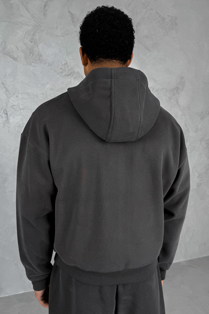 Boxy Sweat Hoody - Charcoal