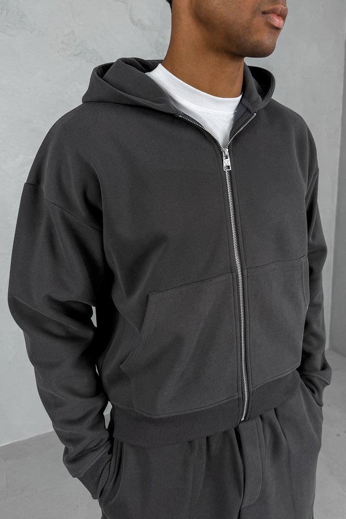 Boxy Sweat Hoody - Charcoal