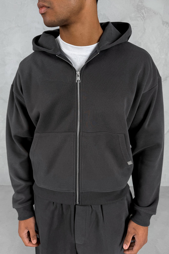 Boxy Sweat Hoody - Charcoal