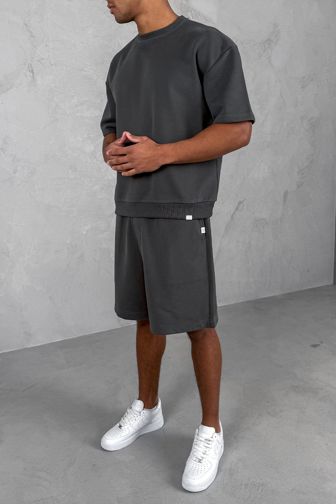 Boxy Sweat T-Shirt - Charcoal