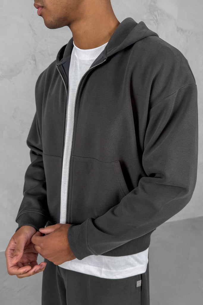 Boxy Sweat Hoody - Charcoal