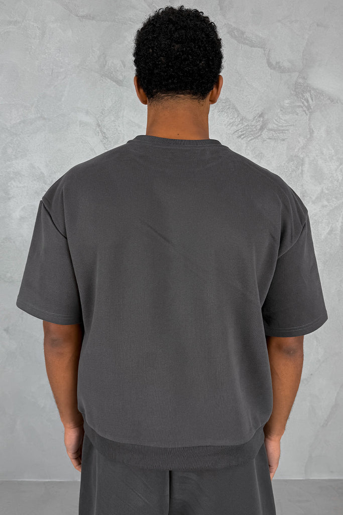 Boxy Sweat T-Shirt - Charcoal