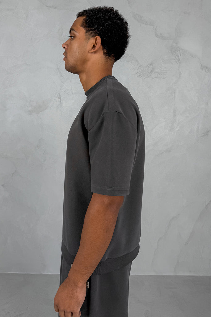 Boxy Sweat T-Shirt - Charcoal
