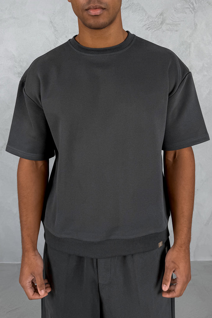 Boxy Sweat T-Shirt - Charcoal