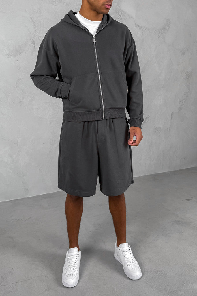 Boxy Sweat Hoody - Charcoal
