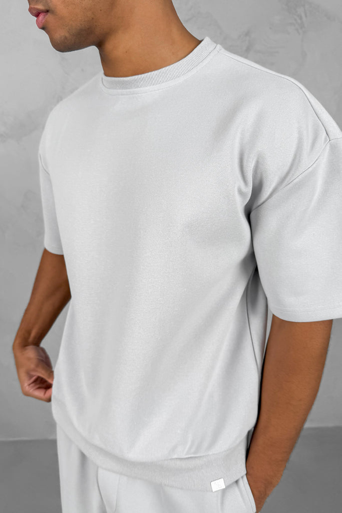 Boxy Sweat T-Shirt - Light Grey