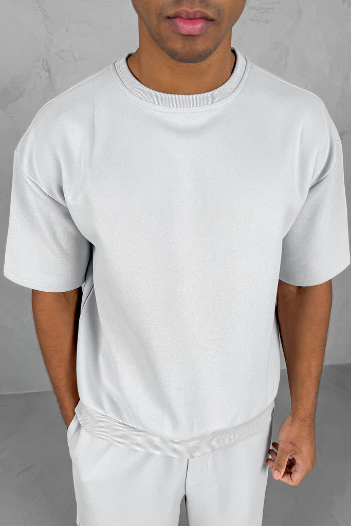 Boxy Sweat T-Shirt - Light Grey