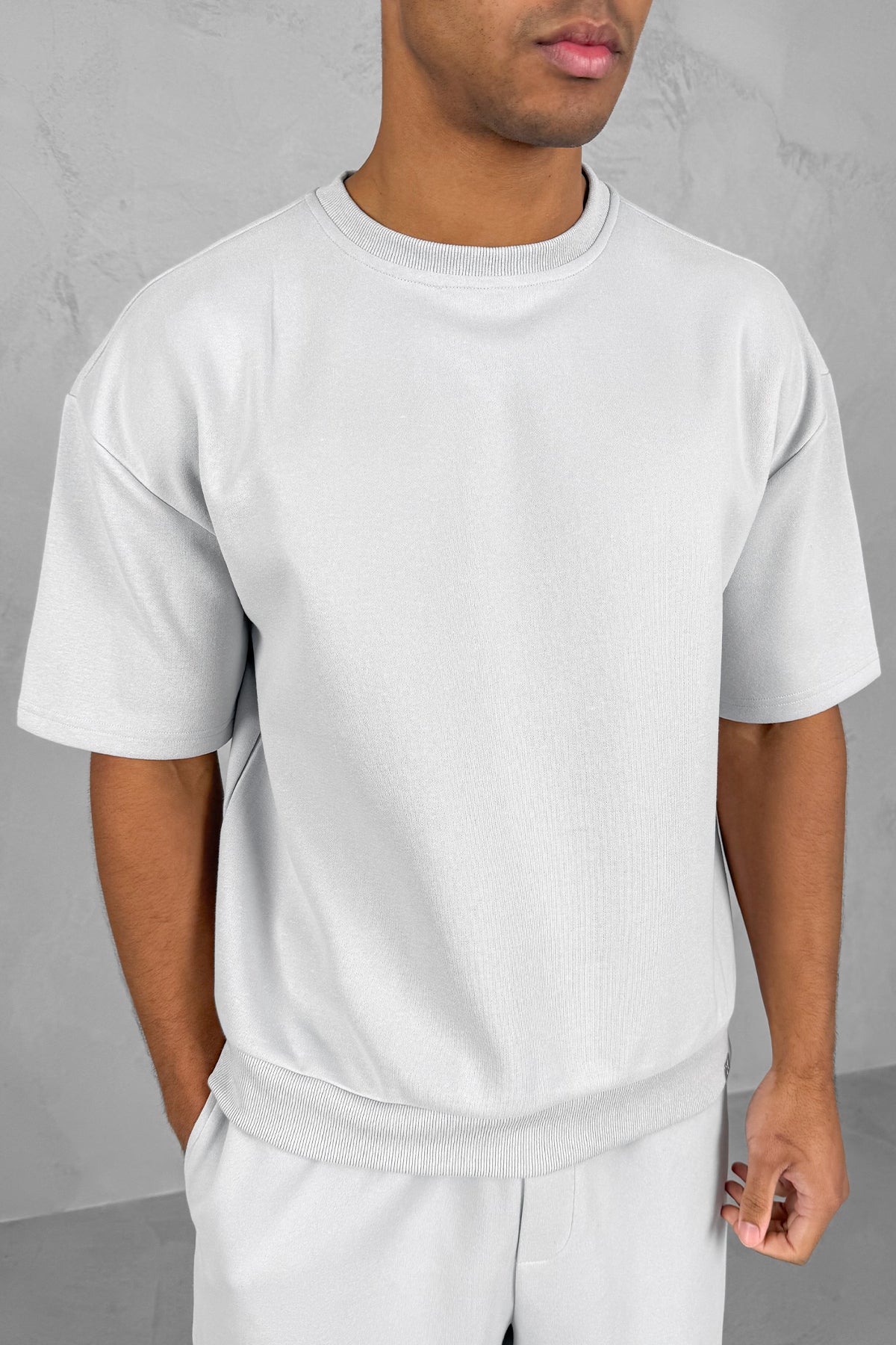 Boxy Sweat T-Shirt - Light Grey