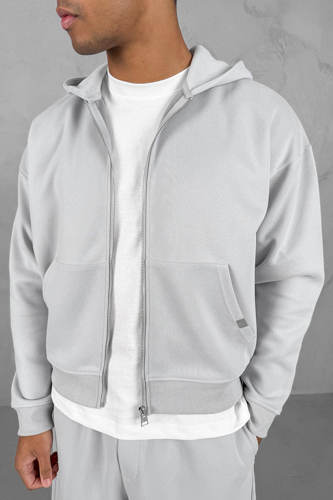 Boxy Sweat Hoody - Light Grey