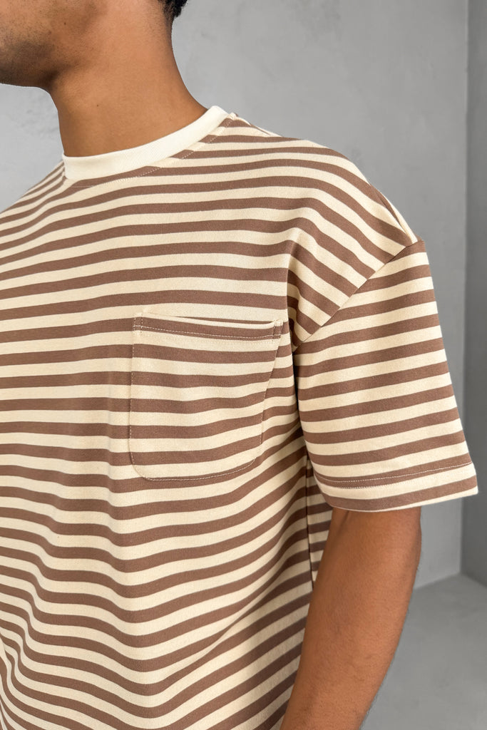 Boxy Stripe Pocket T-Shirt - Ecru