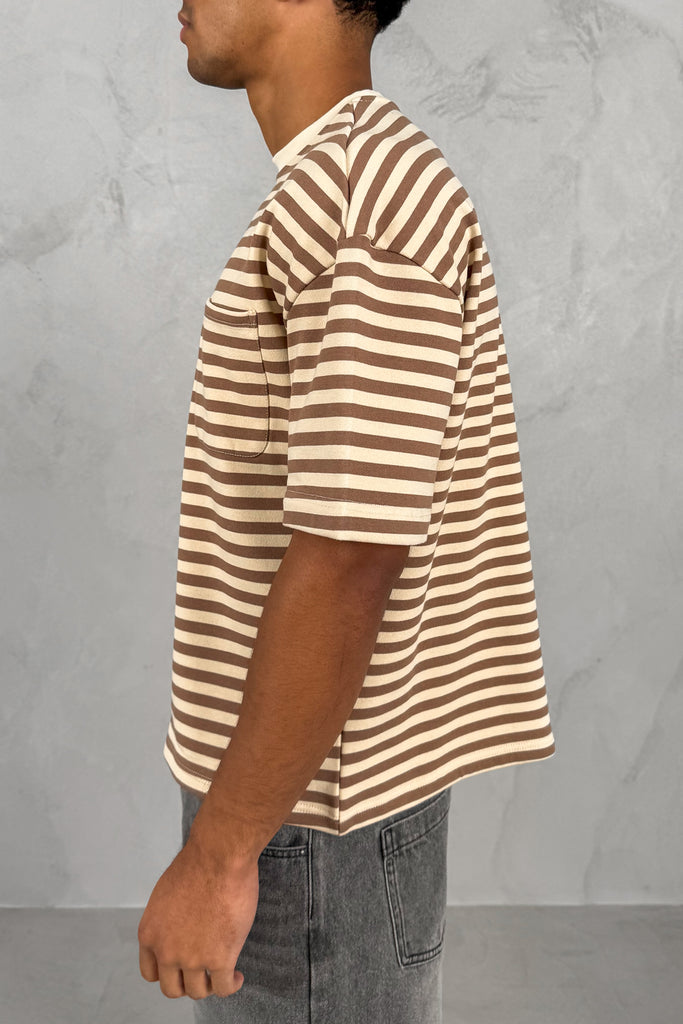 Boxy Stripe Pocket T-Shirt - Ecru