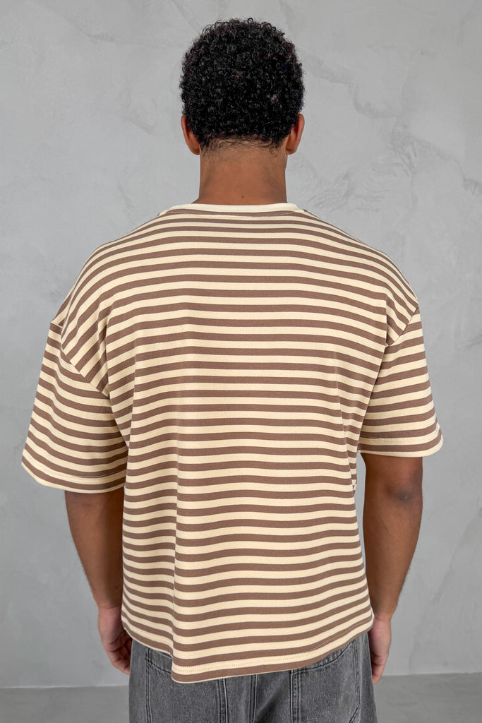 Boxy Stripe Pocket T-Shirt - Ecru