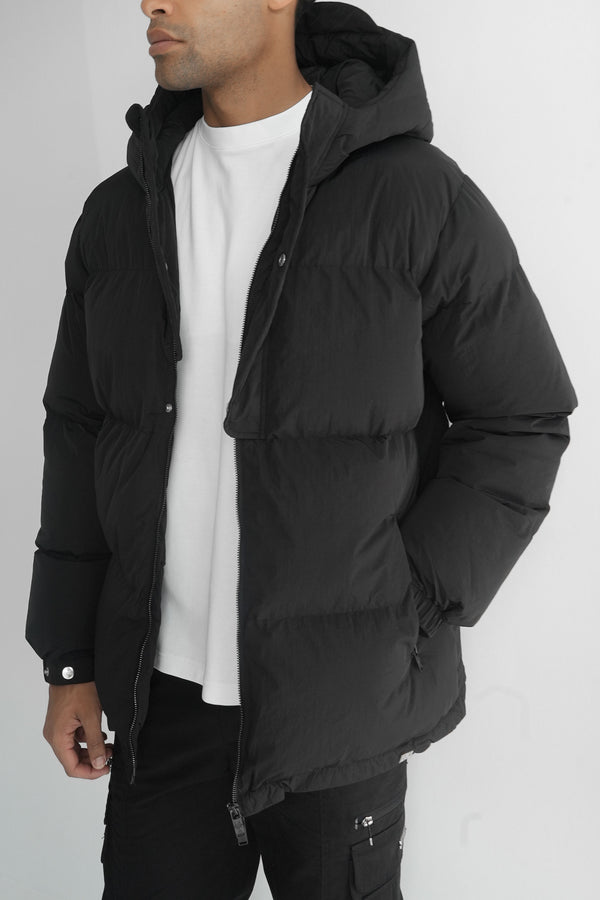 Technical Reflective Puffer Jacket - Black