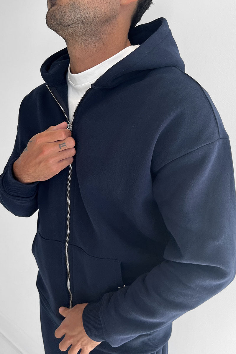 Essential Zip-Up Hoodie - Navy