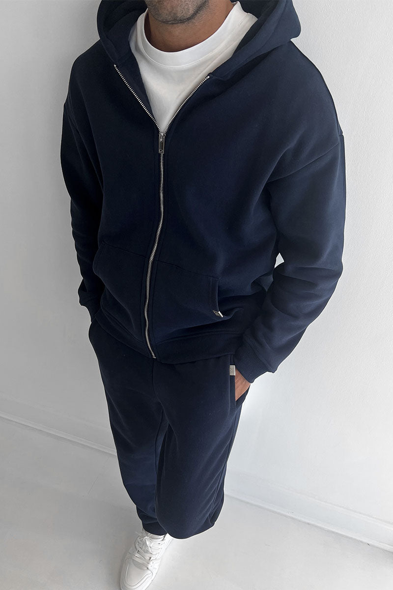 Essential Zip-Up Hoodie - Navy