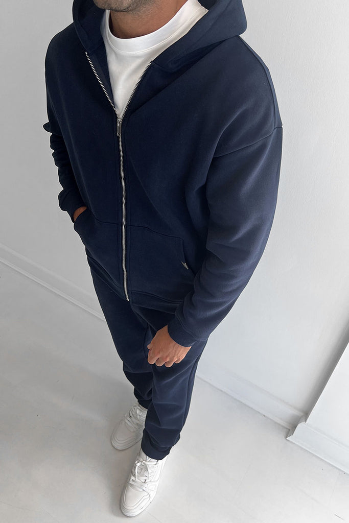 Essential Zip-Up Hoodie - Navy