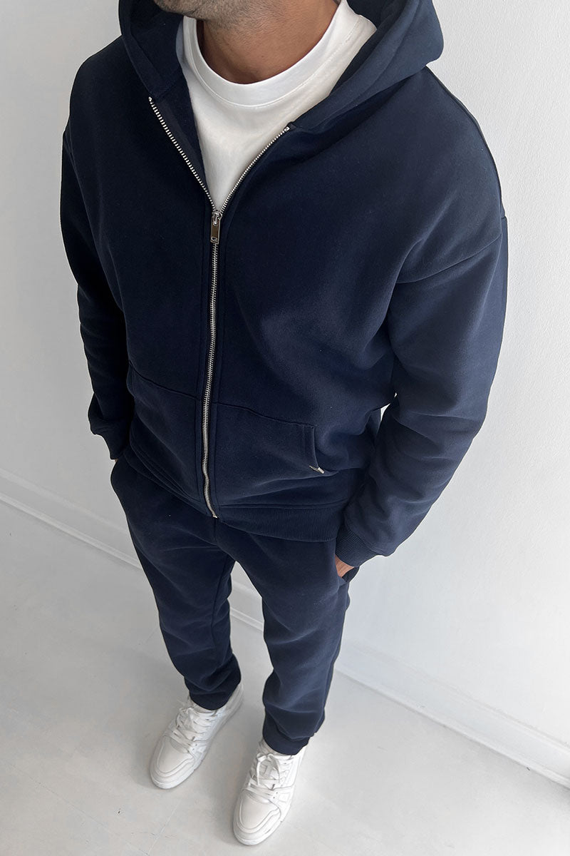 Essential Zip-Up Hoodie - Navy