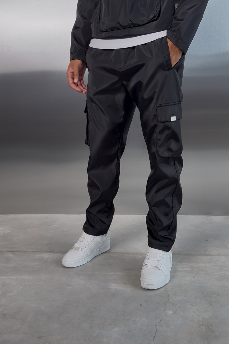 Matte Nylon Cargo Pant - Black