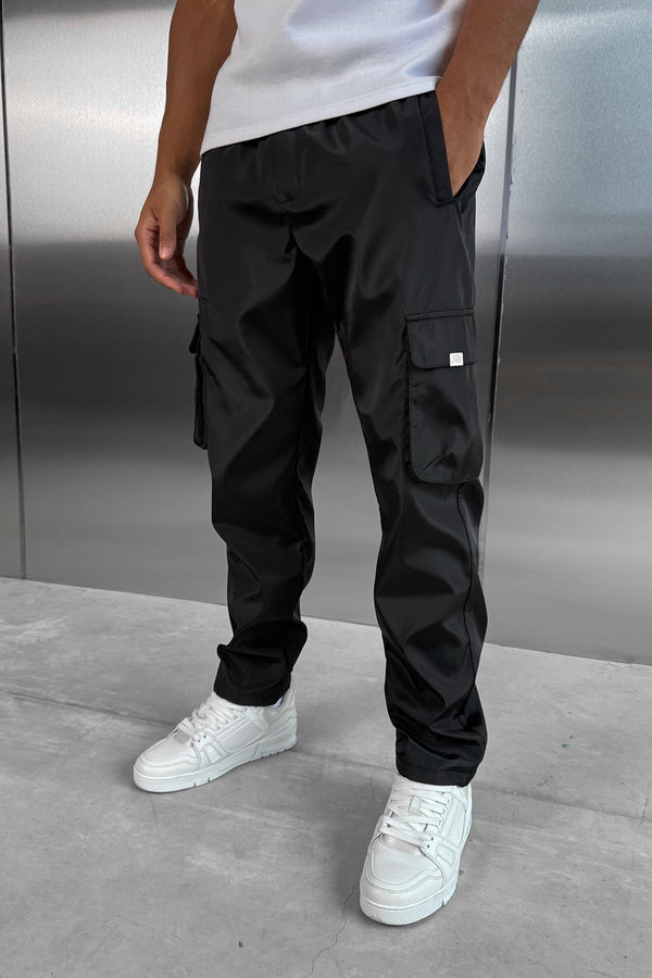 Matte Nylon Cargo Pant - Black