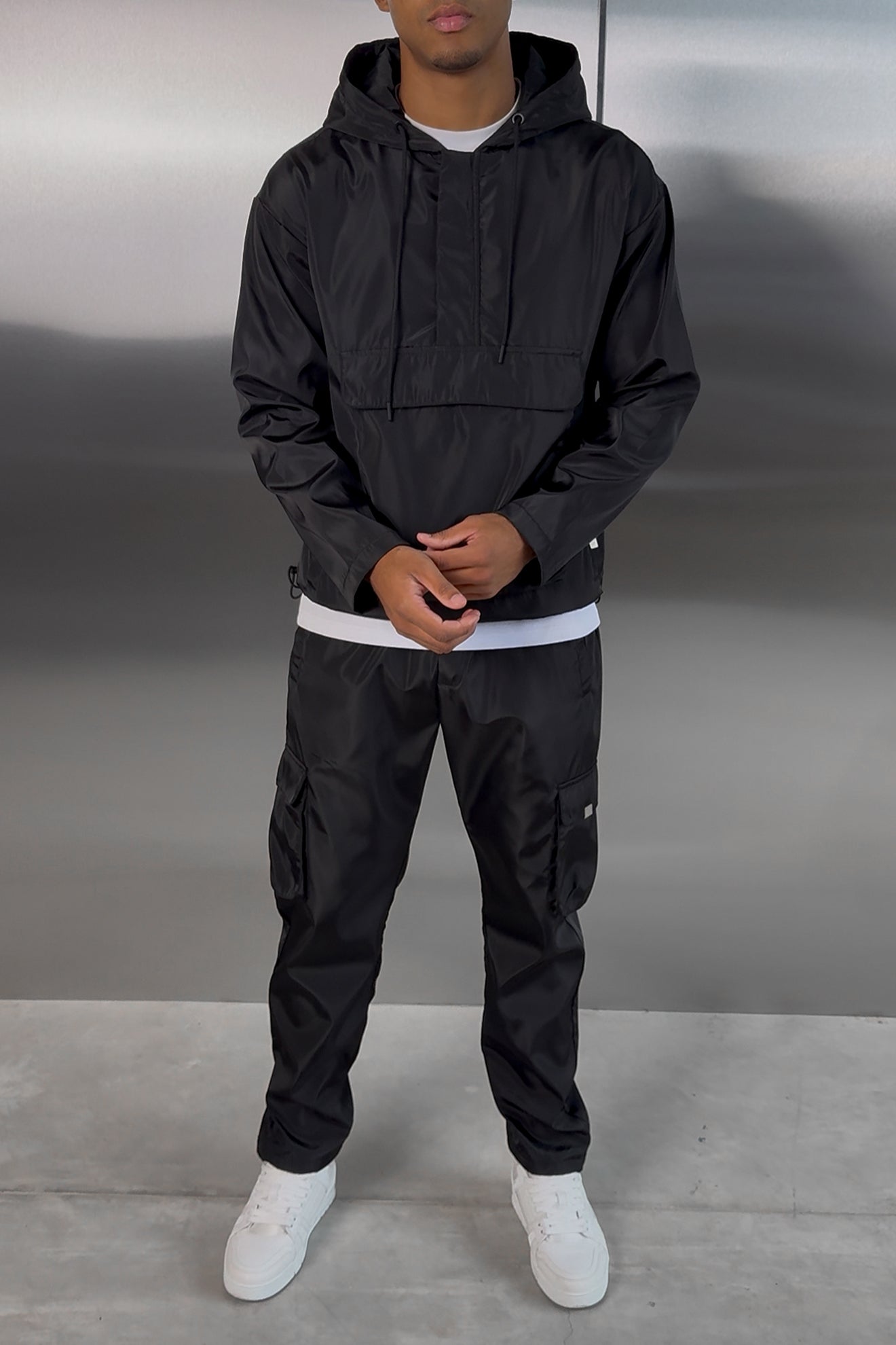 Matte Nylon Cargo Pant - Black