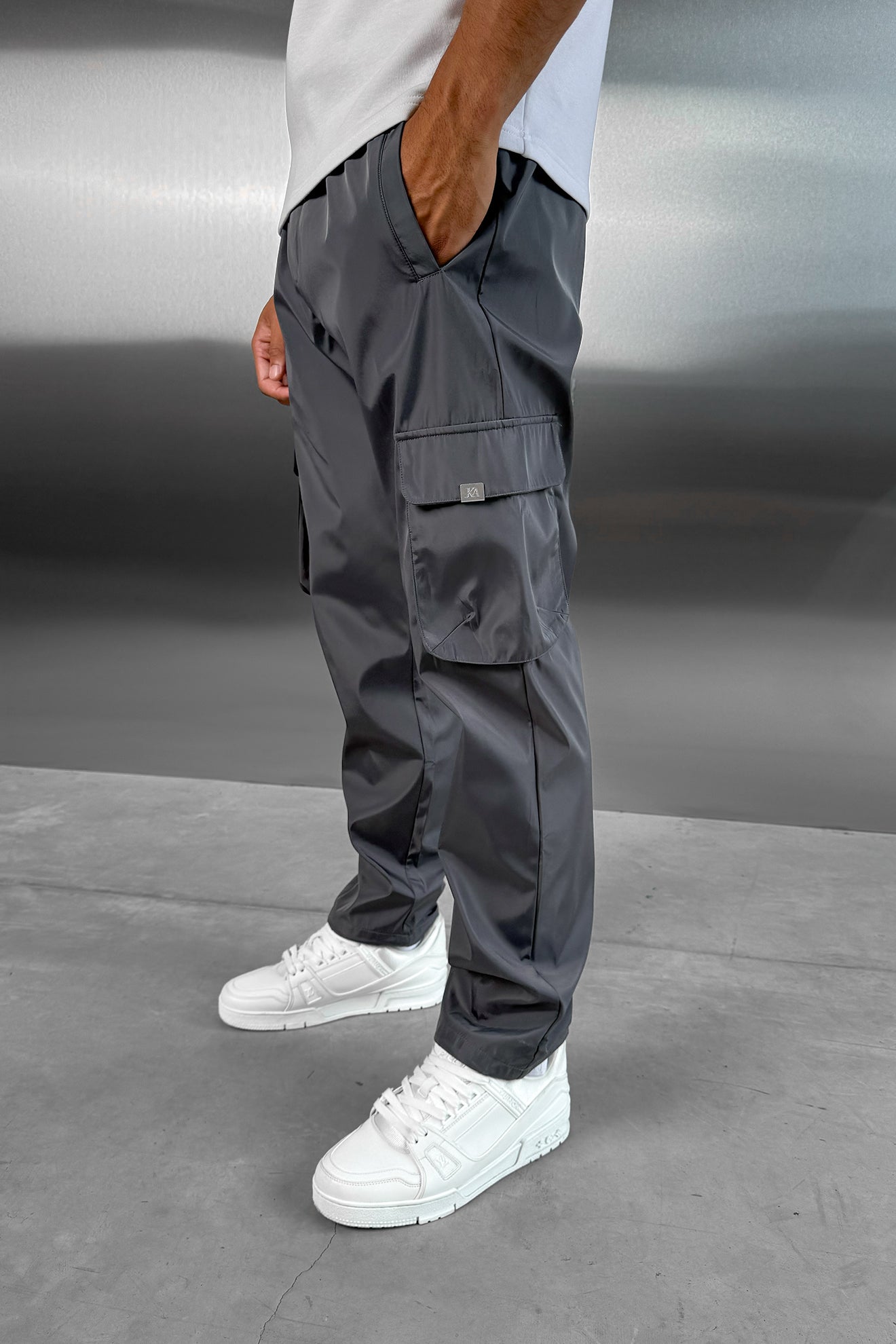 Matte Nylon Cargo Pant - Charcoal