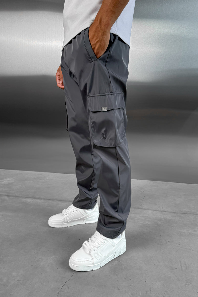 Matte Nylon Cargo Pant - Charcoal