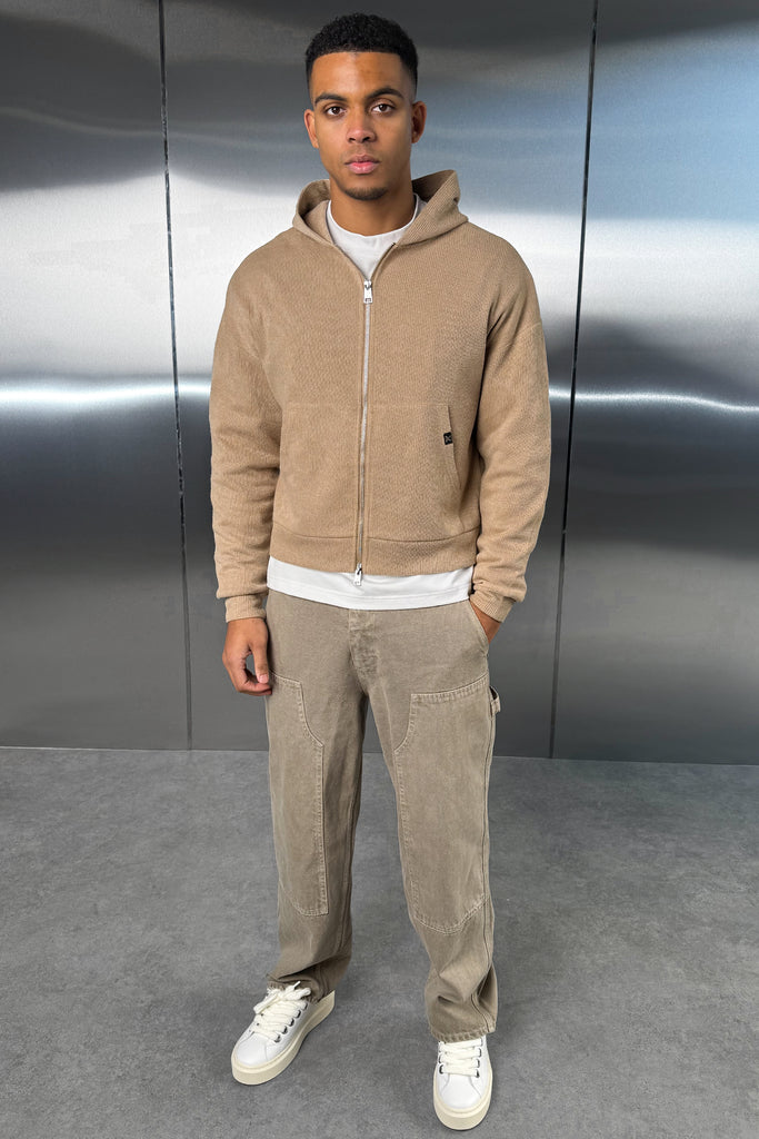 Premium Rib Knit Hoodie - Taupe
