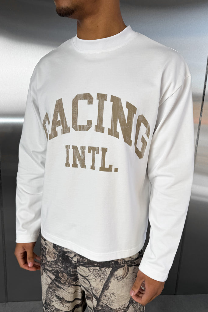 Racing Boxy Long Sleeve T-Shirt - White