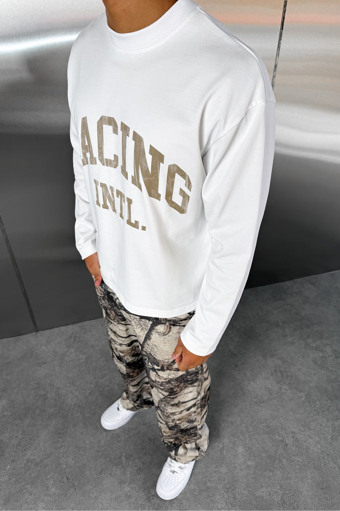 Racing Boxy Long Sleeve T-Shirt - White