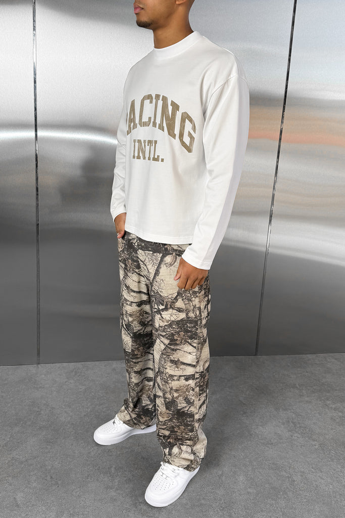 Racing Boxy Long Sleeve T-Shirt - White