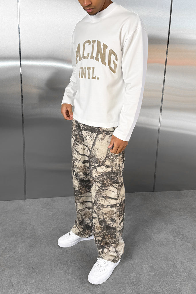 Racing Boxy Long Sleeve T-Shirt - White