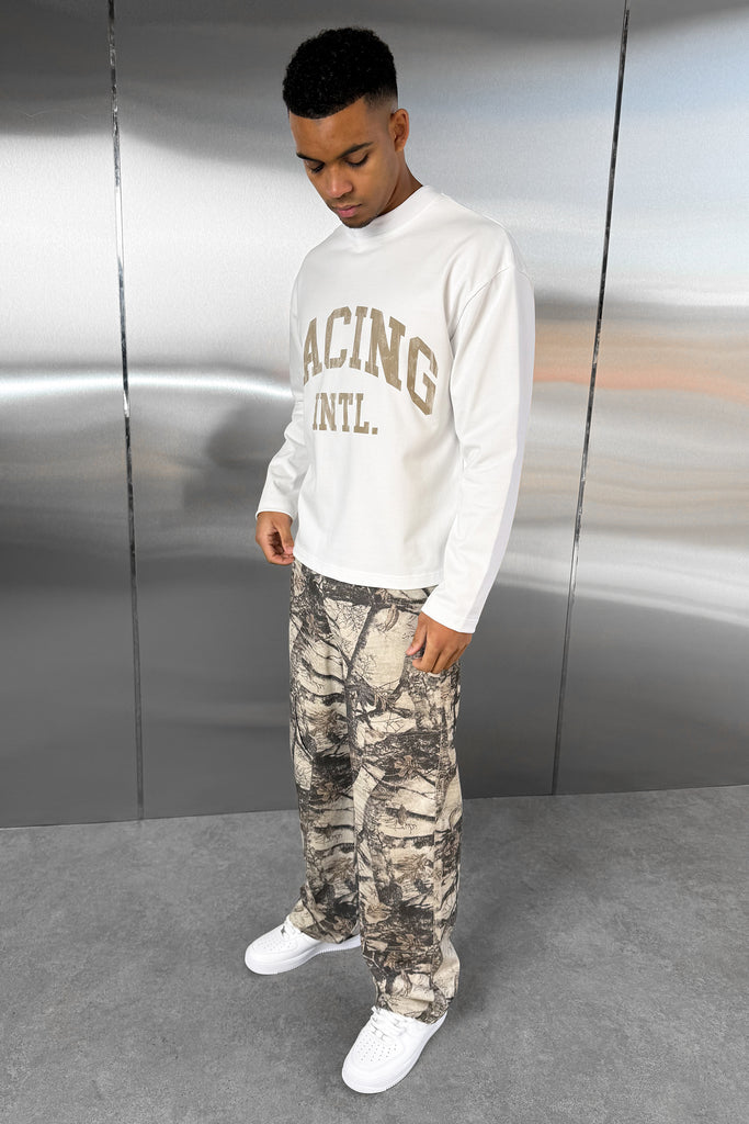 Racing Boxy Long Sleeve T-Shirt - White