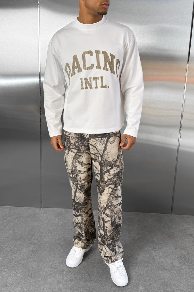 Racing Boxy Long Sleeve T-Shirt - White