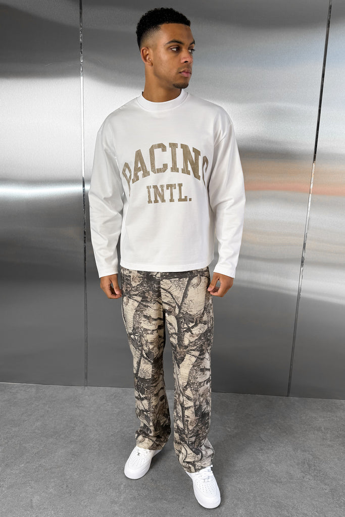 Racing Boxy Long Sleeve T-Shirt - White