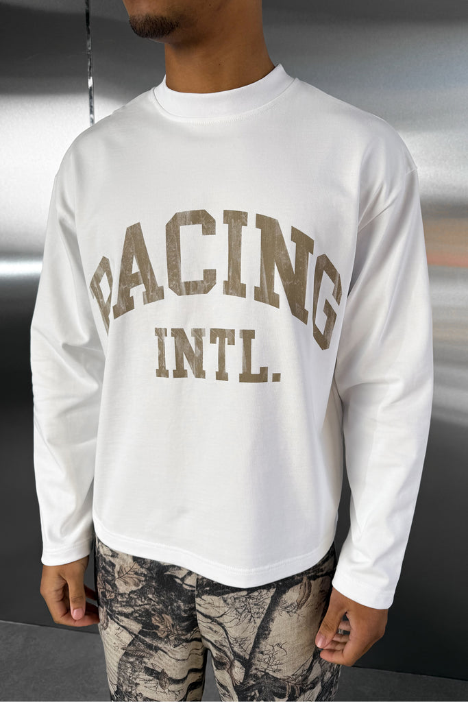 Racing Boxy Long Sleeve T-Shirt - White