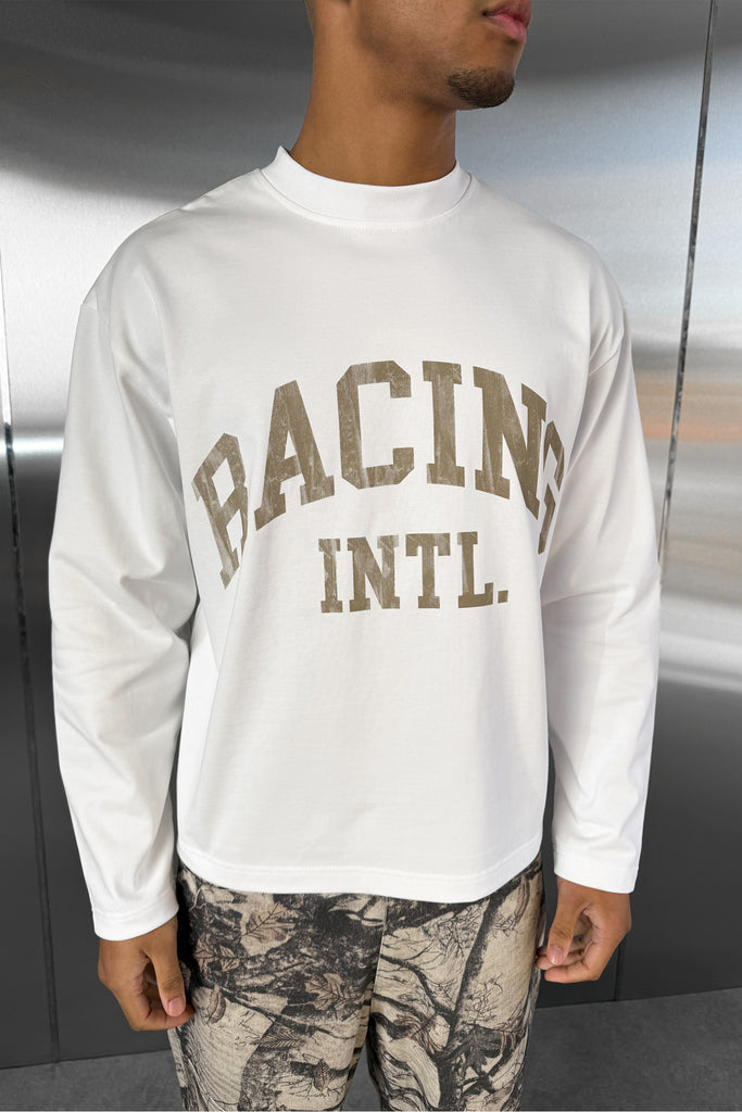 Racing Boxy Long Sleeve T-Shirt - White