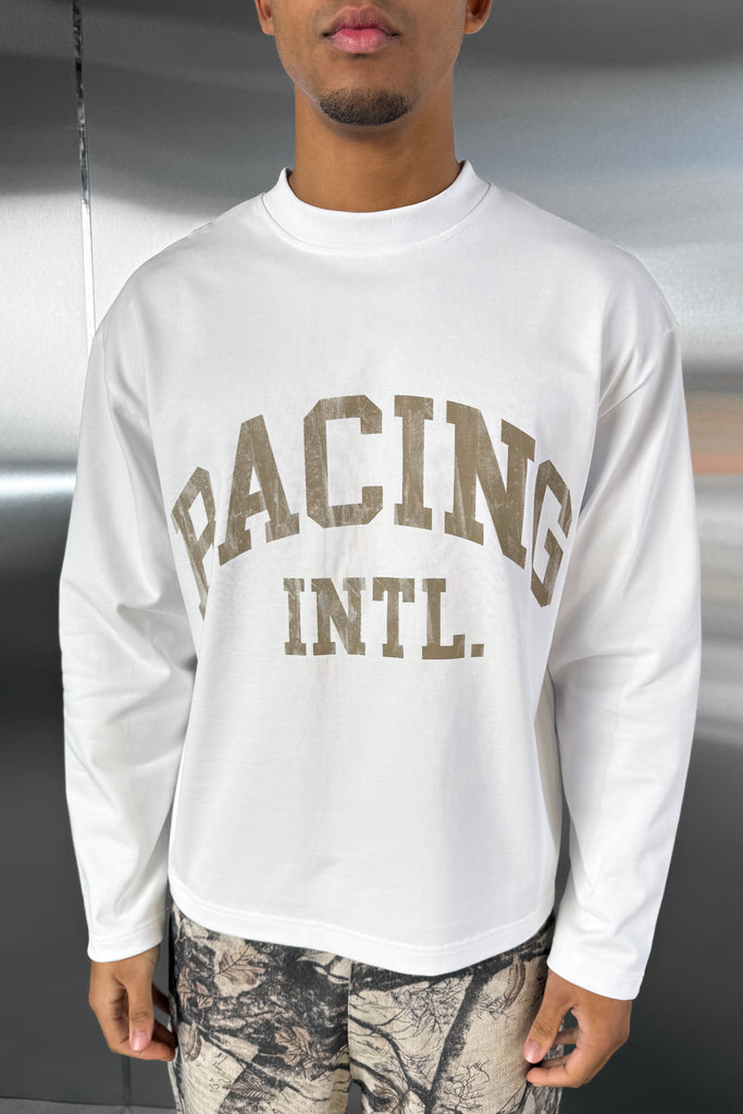 Racing Boxy Long Sleeve T-Shirt - White