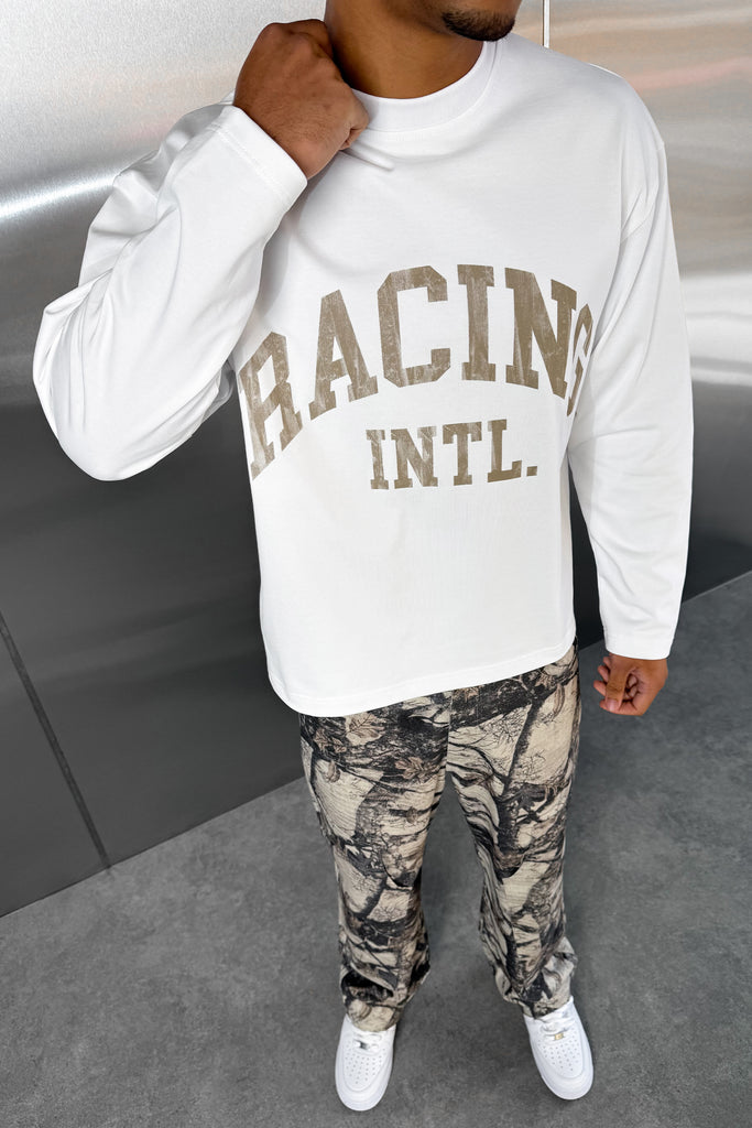 Racing Boxy Long Sleeve T-Shirt - White