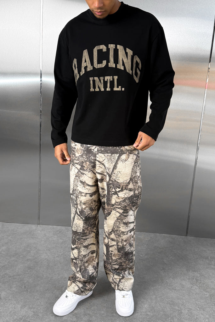 Racing Boxy Long Sleeve T-Shirt - Black