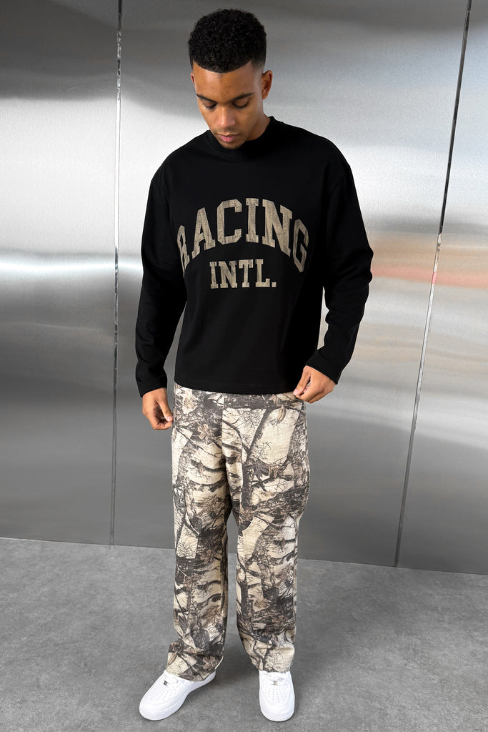 Racing Boxy Long Sleeve T-Shirt - Black