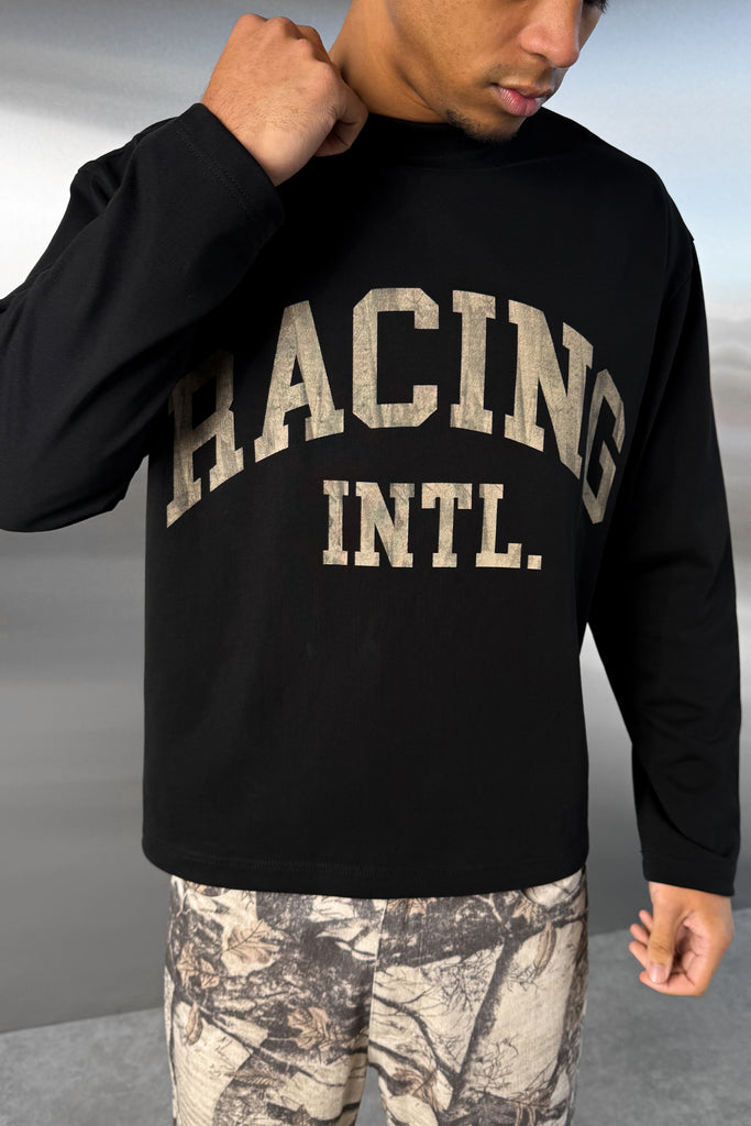 Racing Boxy Long Sleeve T-Shirt - Black