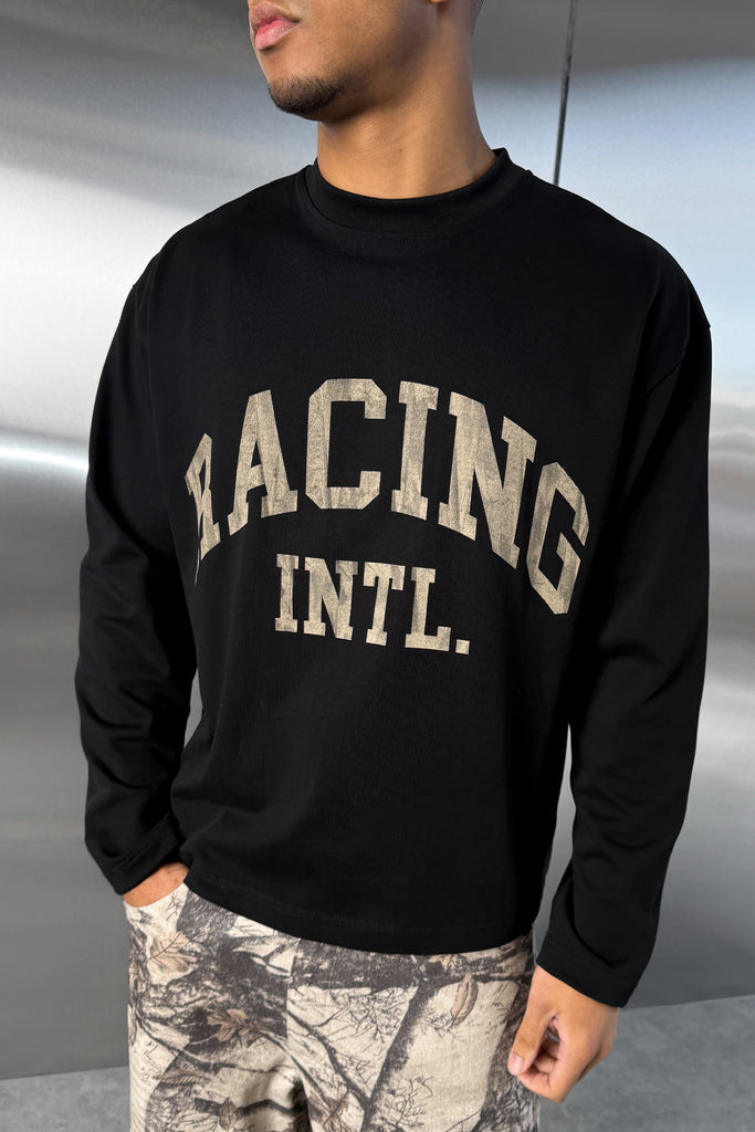 Racing Boxy Long Sleeve T-Shirt - Black