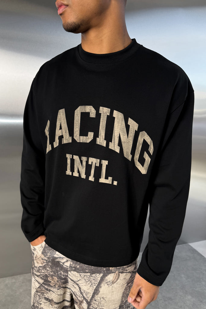 Racing Boxy Long Sleeve T-Shirt - Black
