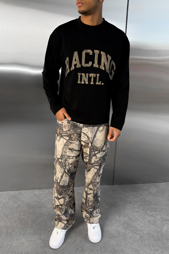 Racing Boxy Long Sleeve T-Shirt - Black